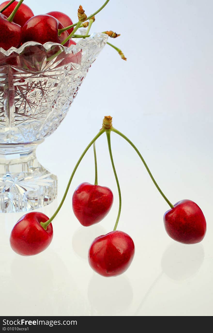 Cherries in a glass bowl