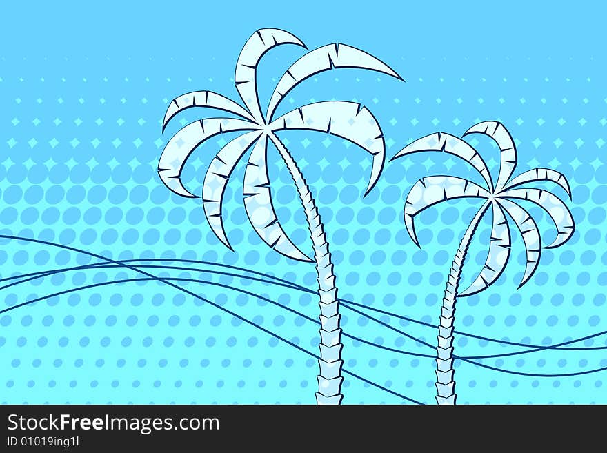 Vector illustration of palm trees