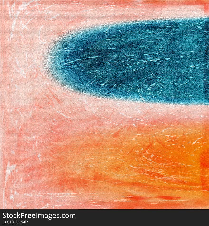 An orange, pink, and blue scratched grunge background