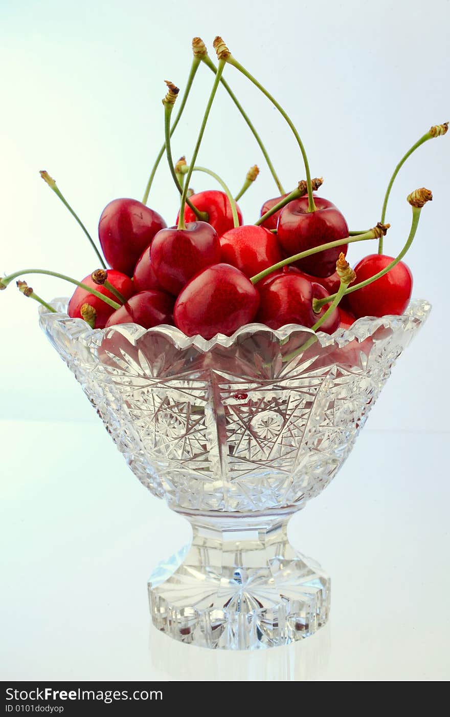 Cherries in a glass bowl