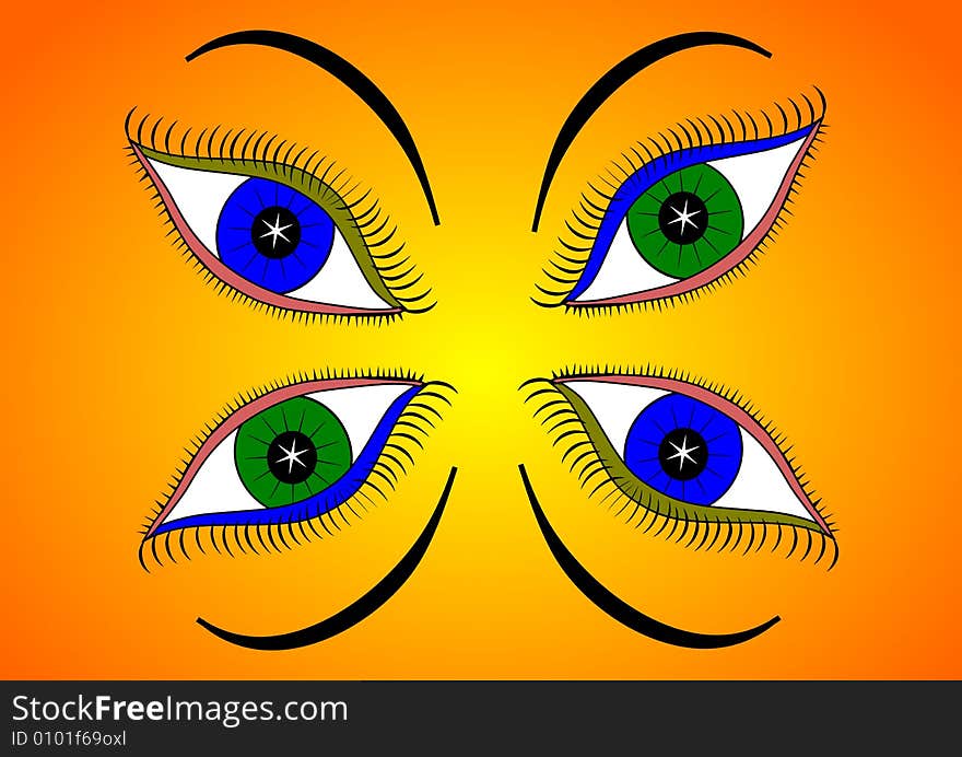 Two couples eyes, abstract illustration.