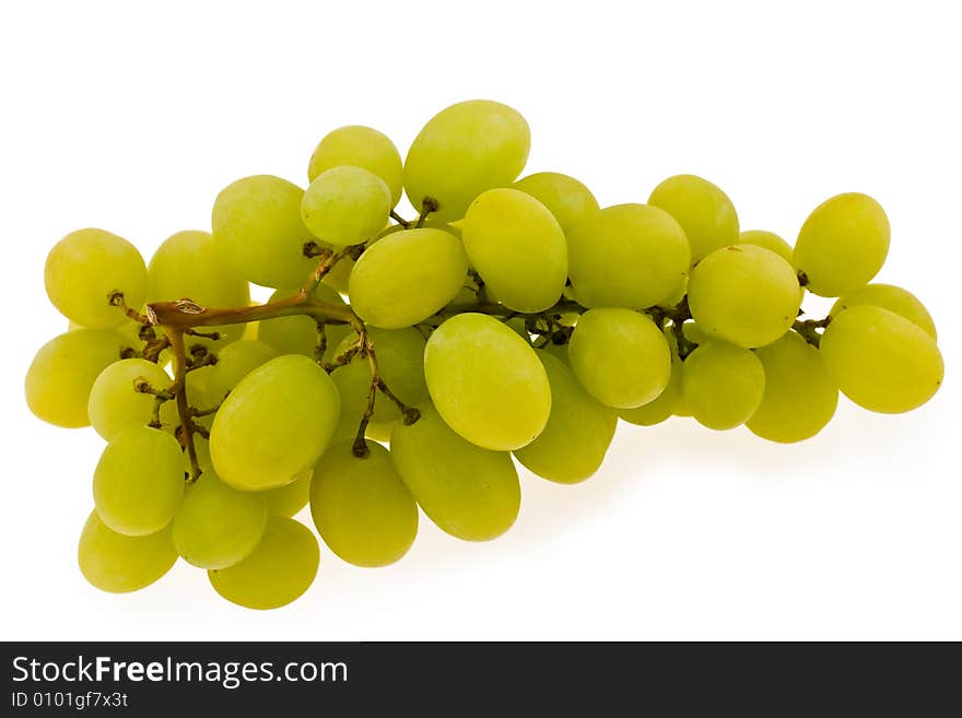 Cluster of ripe autumn sweet grapes on a white background. Cluster of ripe autumn sweet grapes on a white background