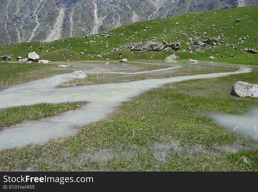 Glacier in mountain, Caucasus mountain, bezengi