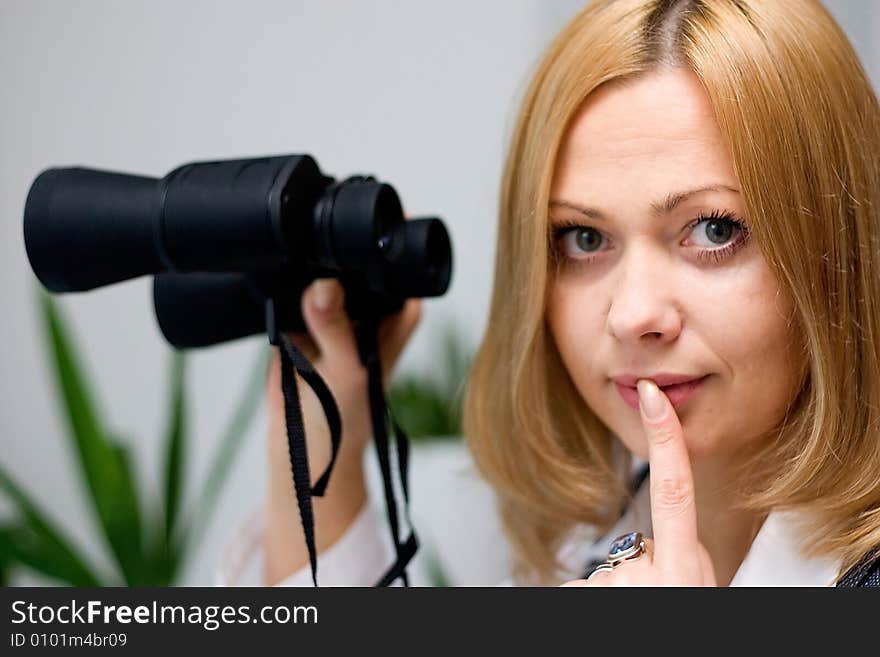 Young Adult with Modern Binoculars