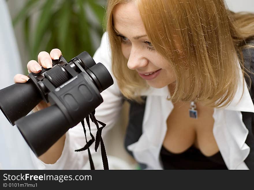 Young Adult with Modern Binoculars