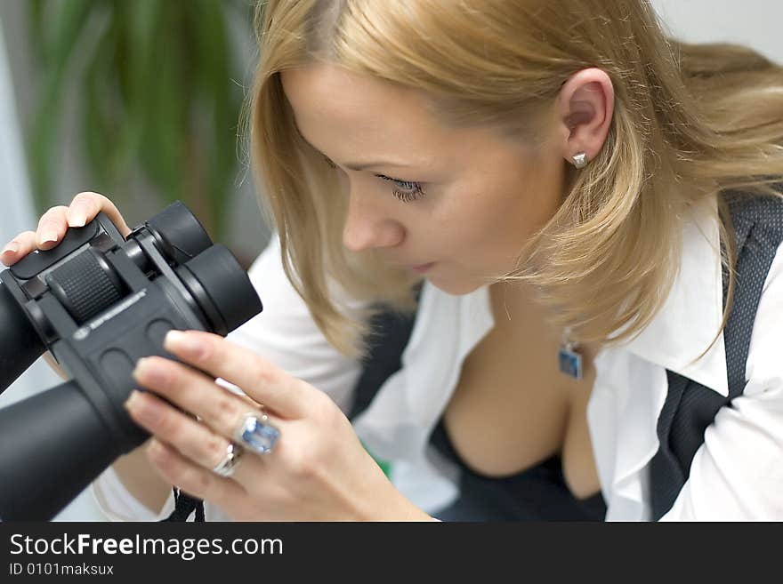 Young Adult with Modern Binoculars