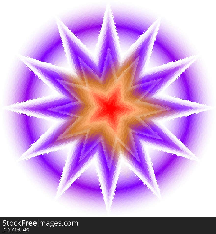 Star in purple, orange and red colours. Star in purple, orange and red colours.