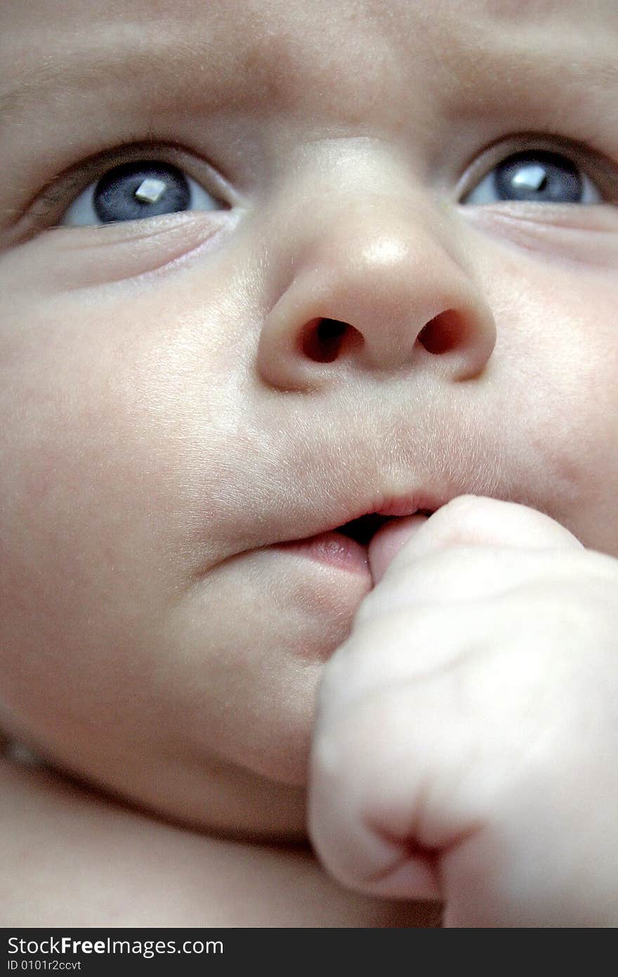 New born baby with blue eyes