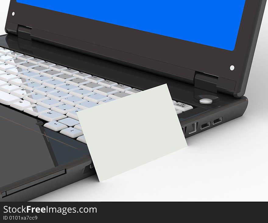 Black notebook with paper on white background