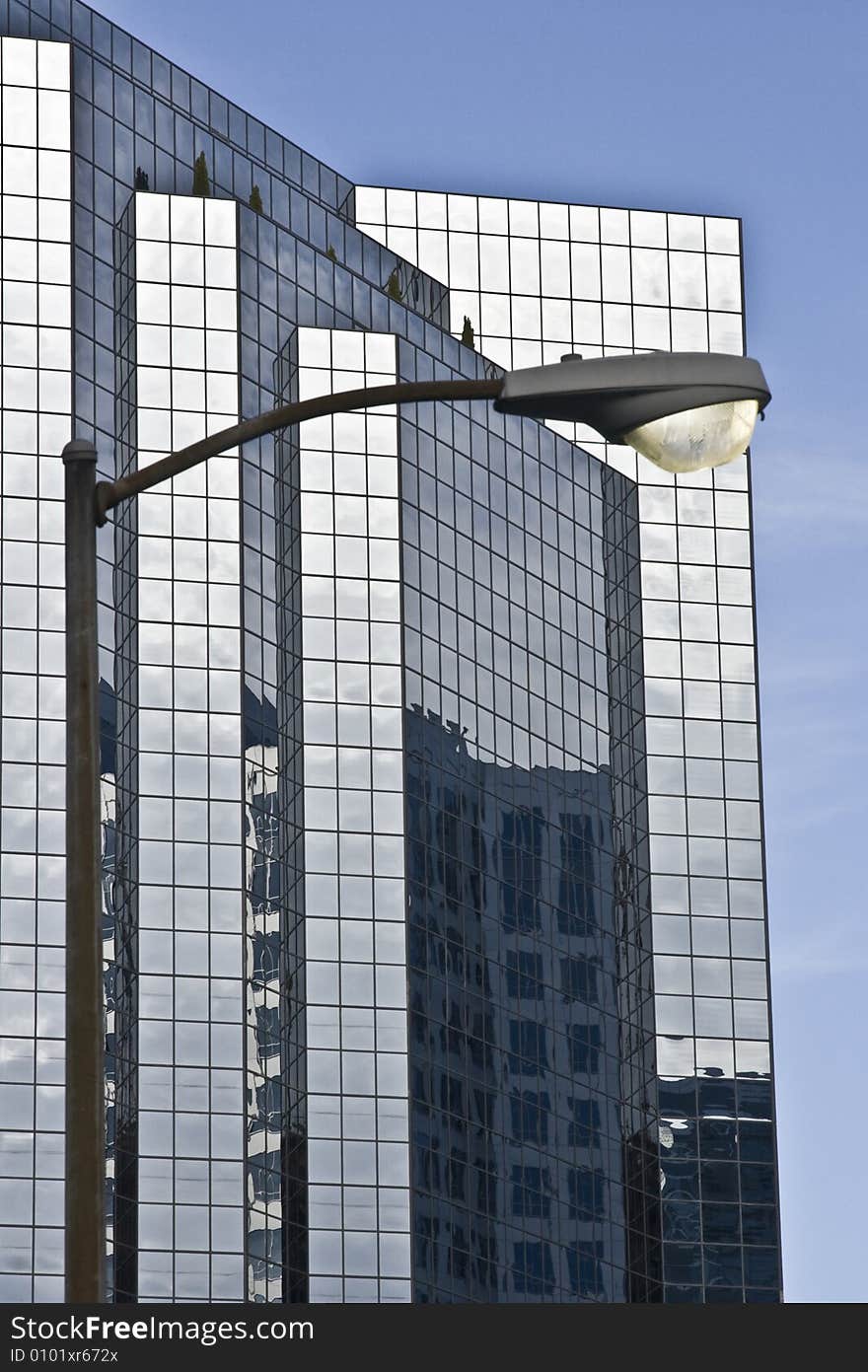 Corporate buildings with street lamp