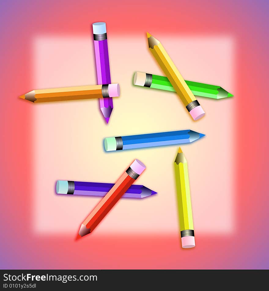 Assorted Colored Pencils on a pastel background with a darker pink edge.
Arrangement of colored pencils with a deep violet background. Assorted Colored Pencils on a pastel background with a darker pink edge.
Arrangement of colored pencils with a deep violet background.