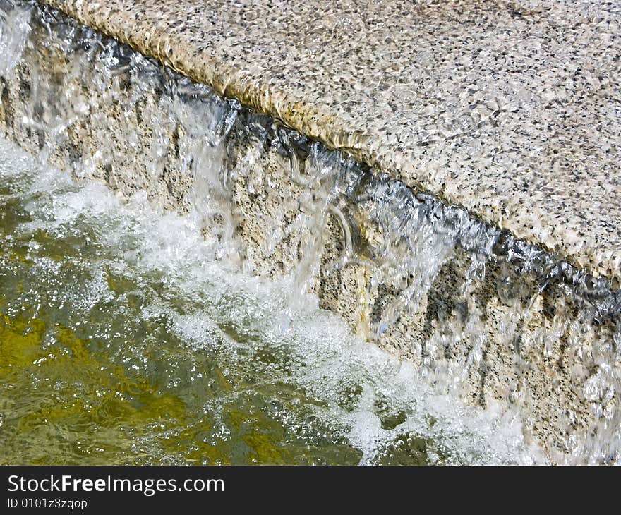 The water running on steps