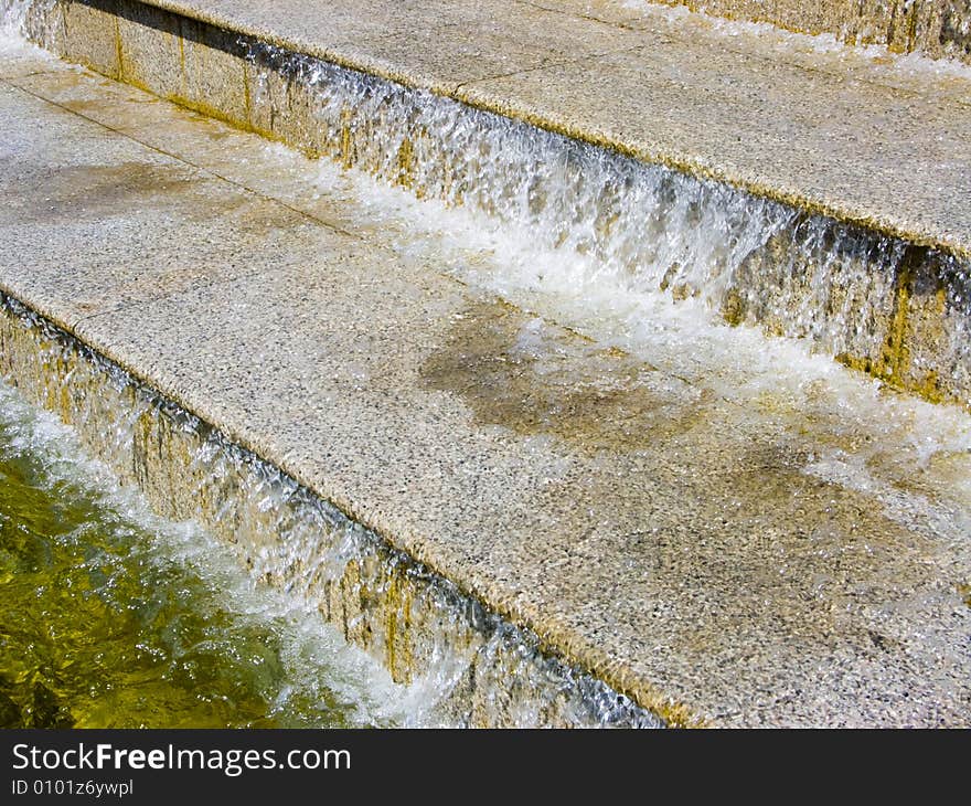 The water running on steps