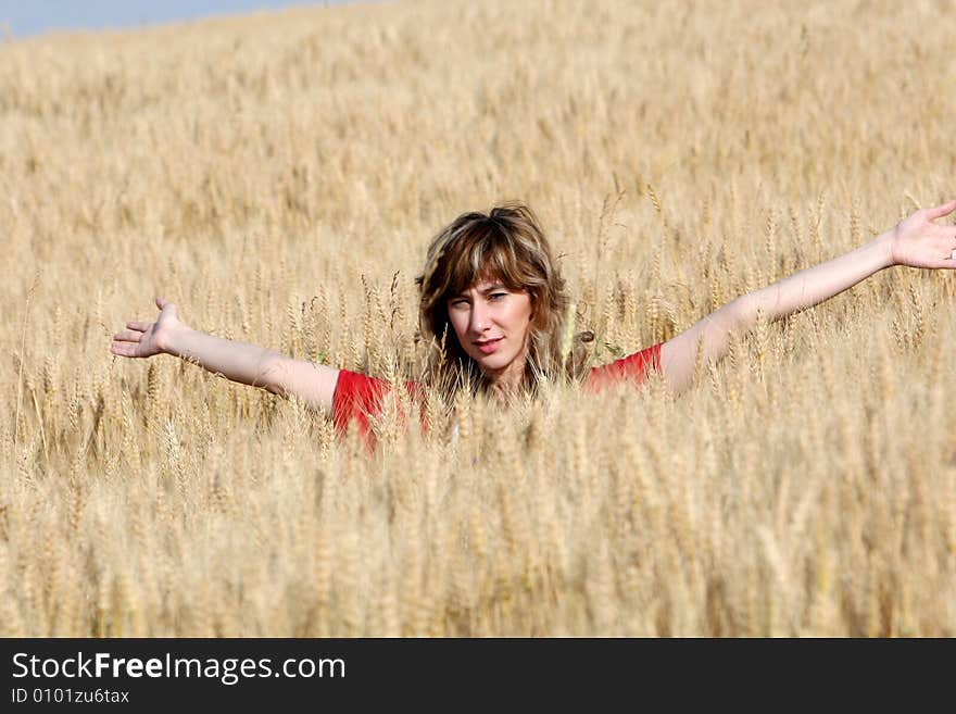 A beautiful girl on the field