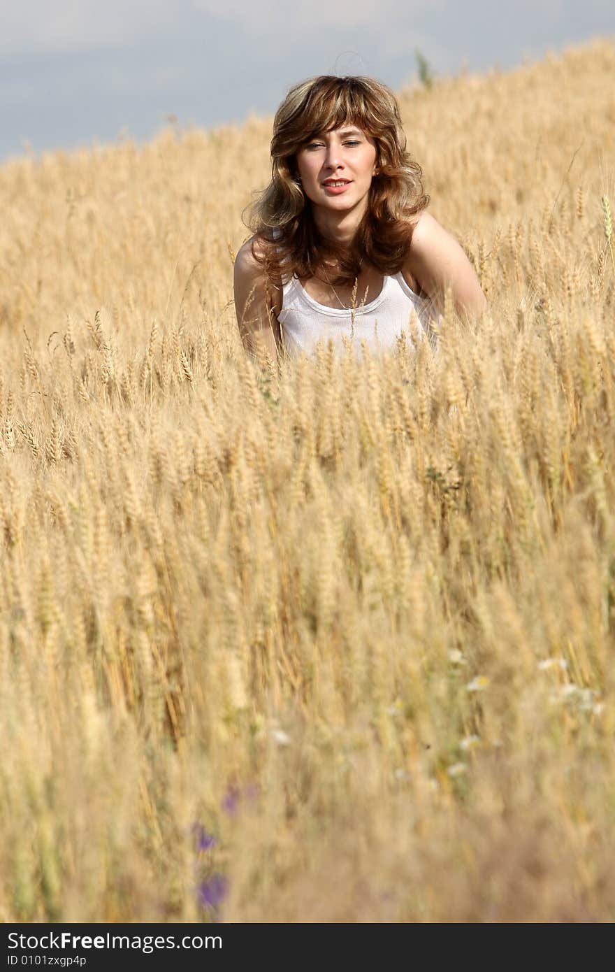 A beautiful girl on the field