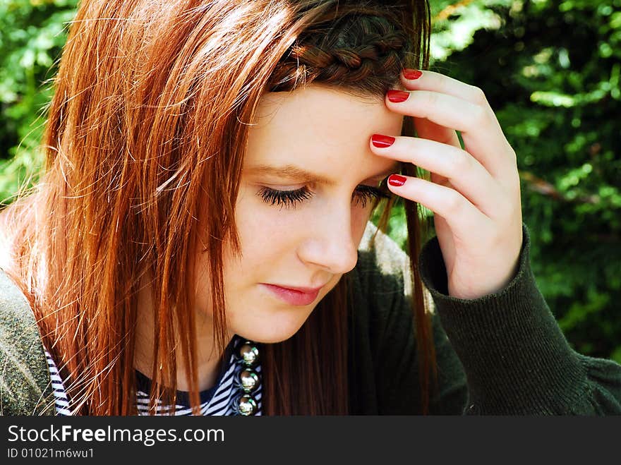 A candid portrait of a pretty teenage girl. A candid portrait of a pretty teenage girl