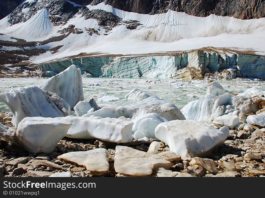 Ice blocks and ice lake