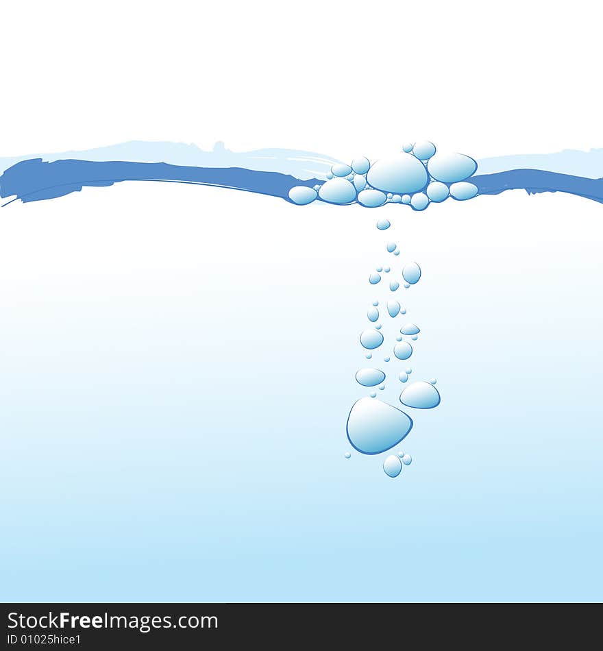 Blue water with bubbles vector illustration