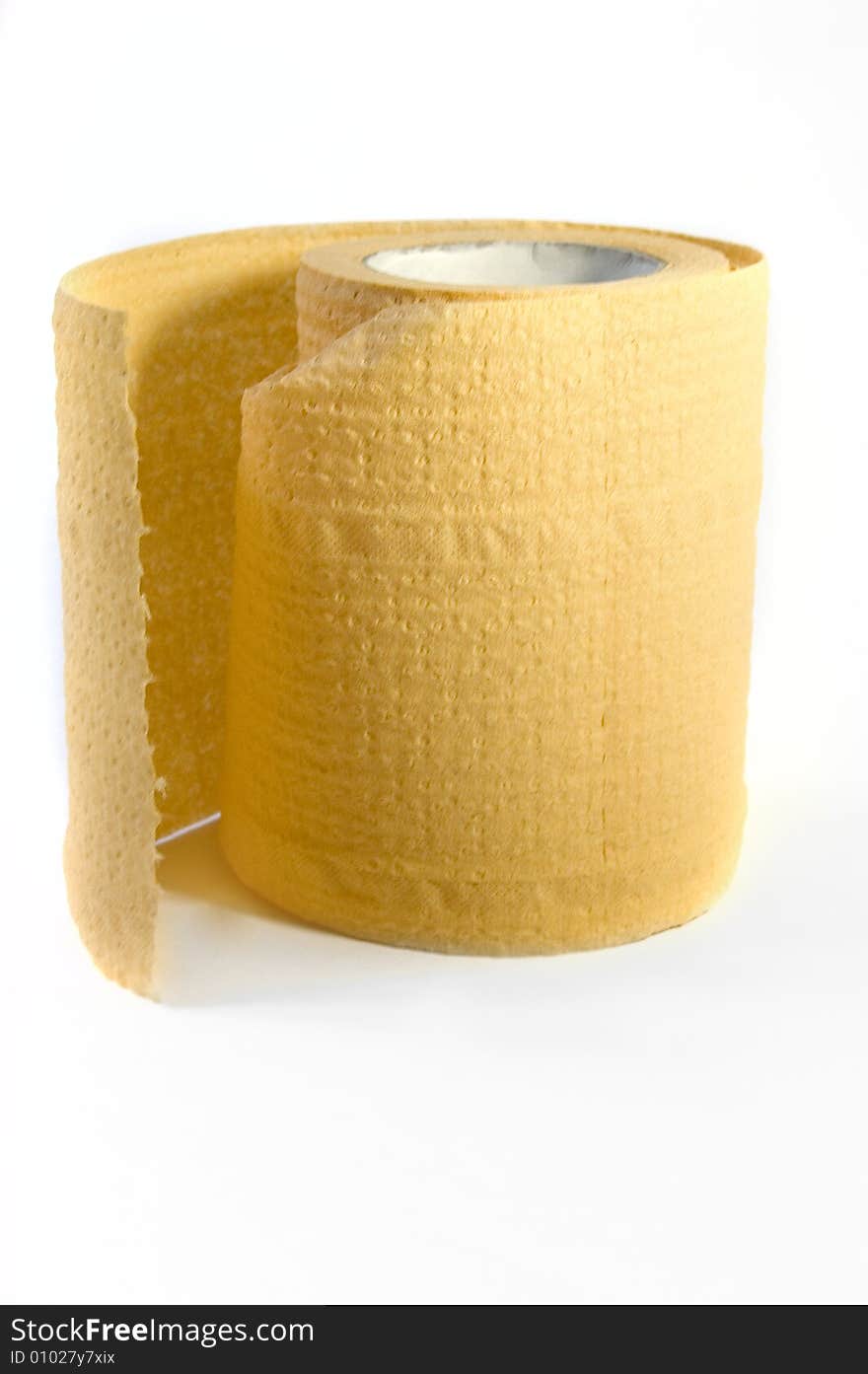 Orange or yellow toilet paper on white