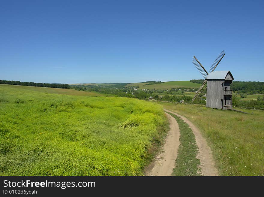 Windmill on a background of horizon