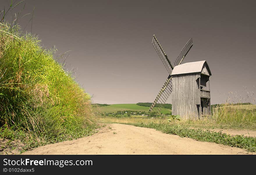 Windmill on a background of horizon