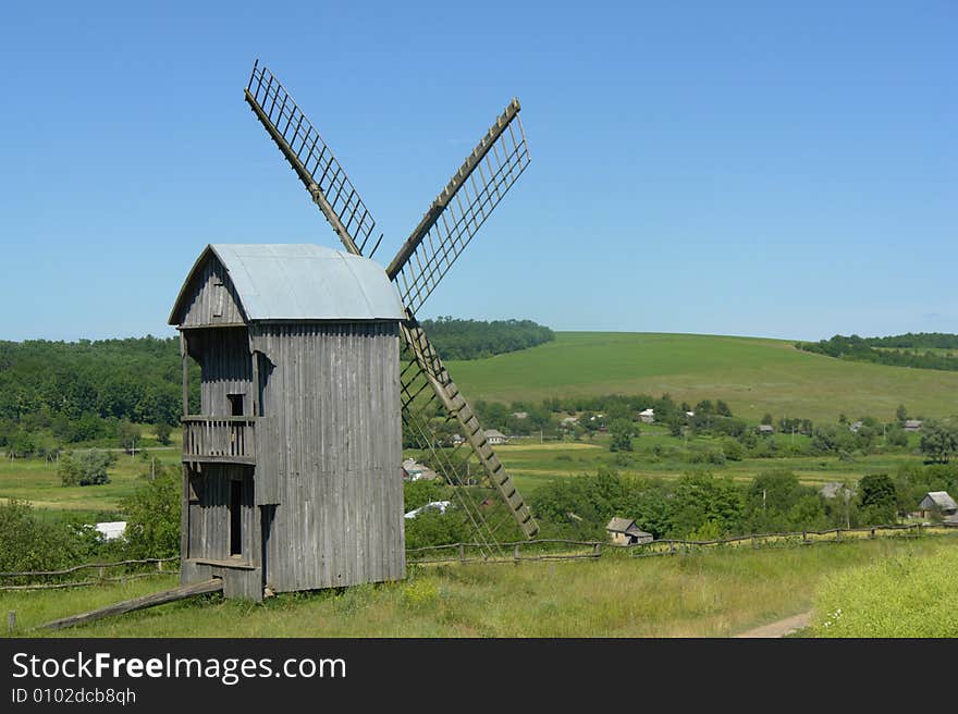 Windmill on a background of horizon