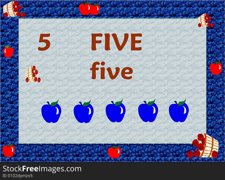 A background for childrens with the number five. A background for childrens with the number five