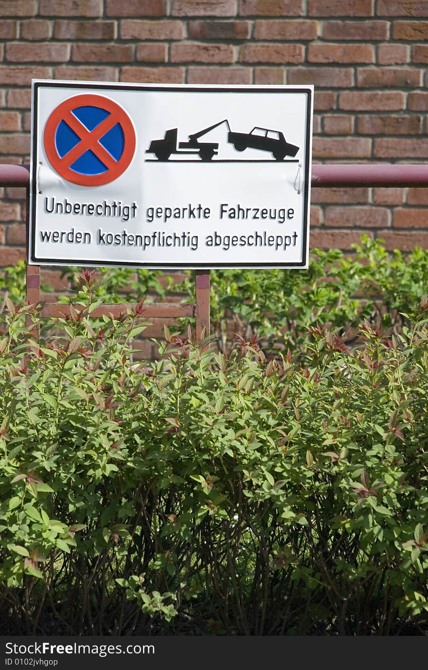 A german parking forbidden sign