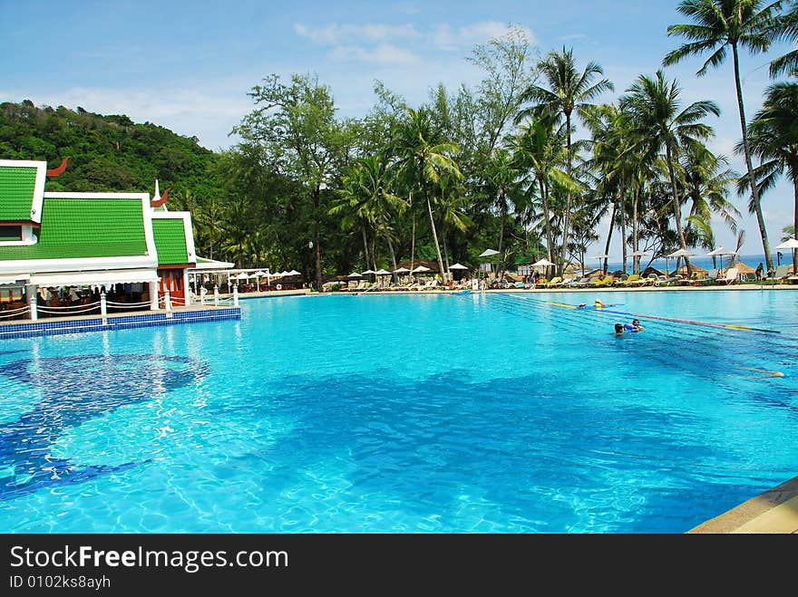 Swimming pool at noon in phuket thailand leisure blue happyness