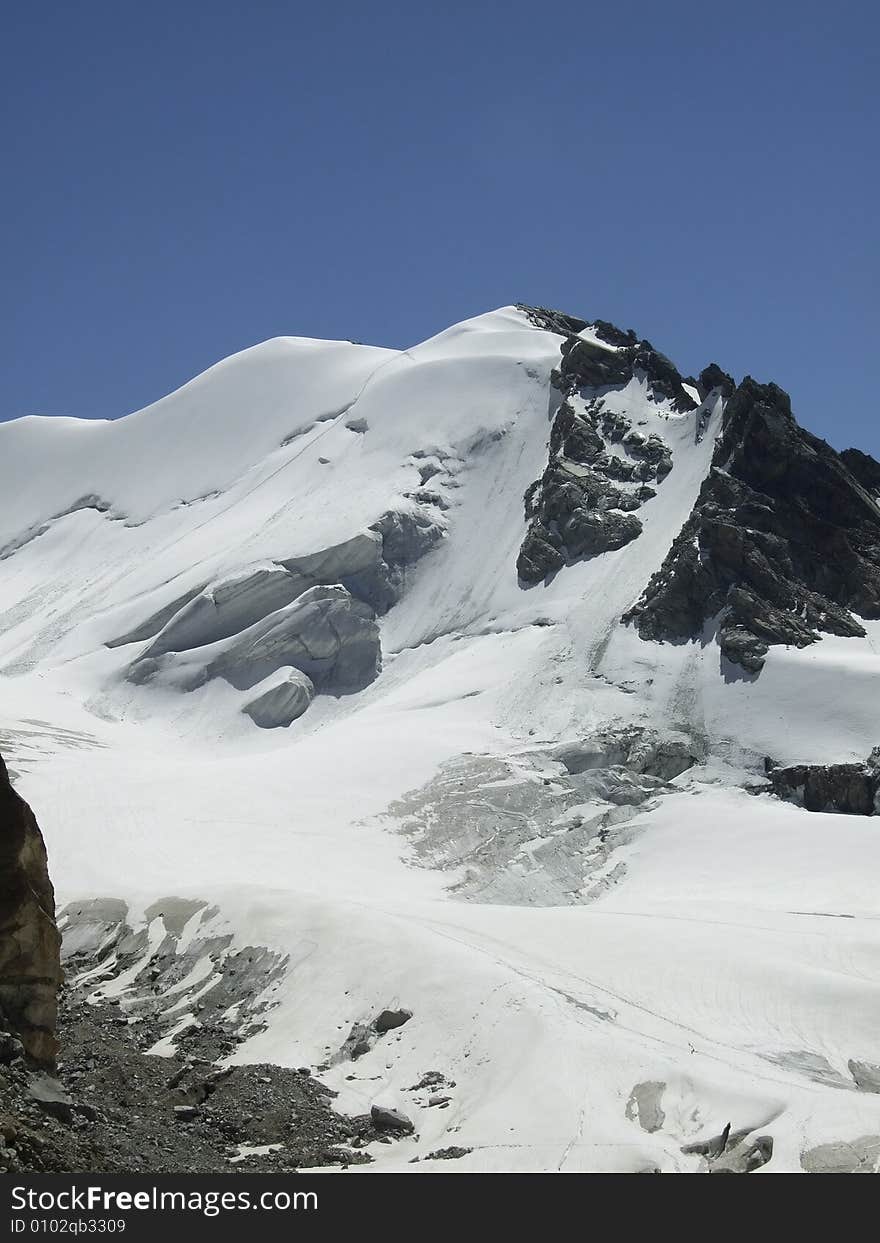 Top of a mountain covered by ice. Top of a mountain covered by ice