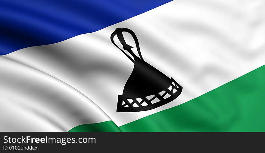 3d rendered and waving flag of lesotho