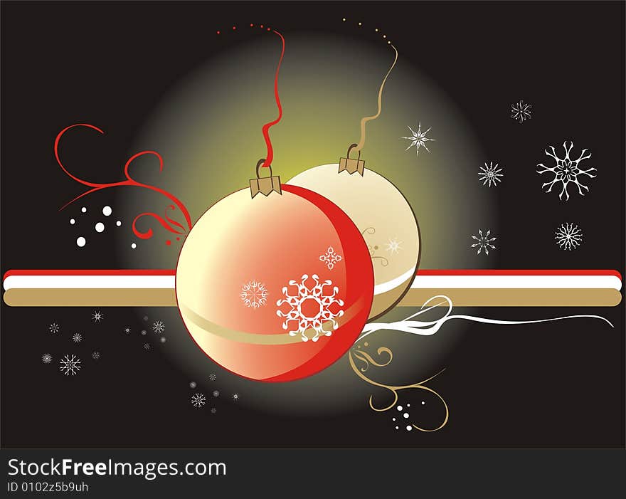 Snowflakes and Christmas balls. Vector illustration