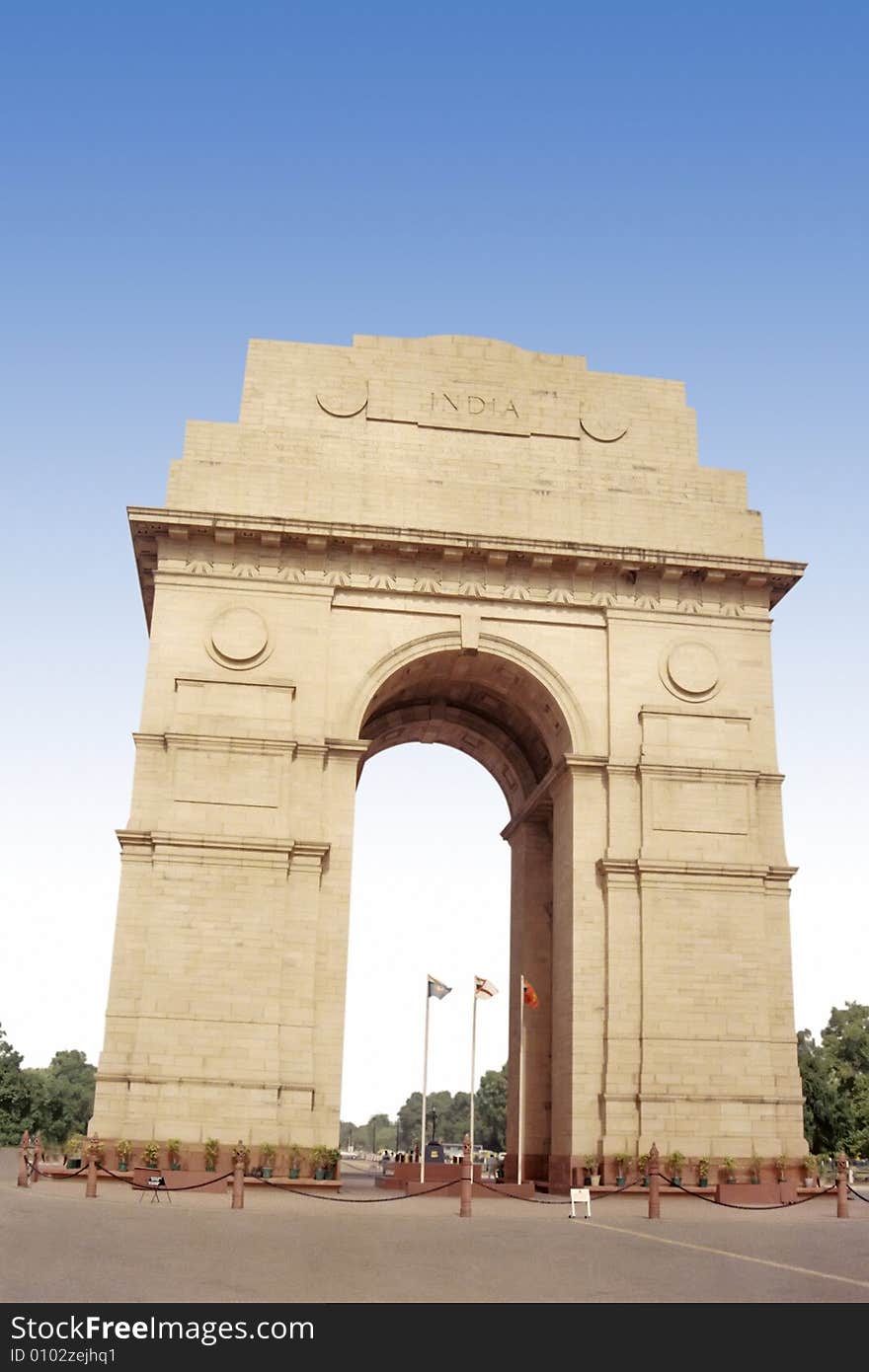 Low view of india gate that is A historical Building in delhi india