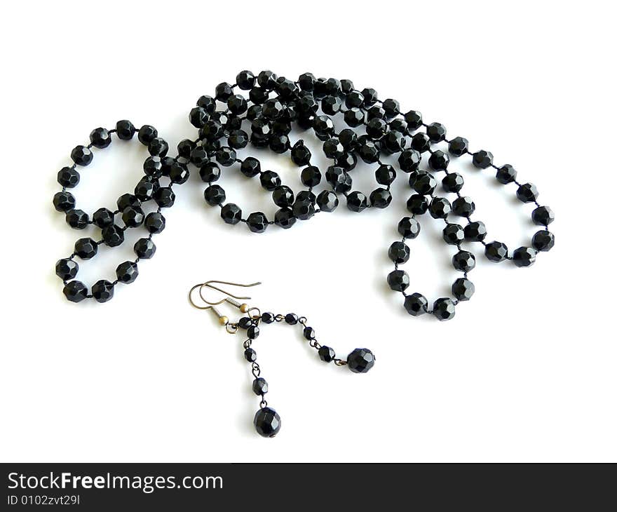 Black necklace with earrings