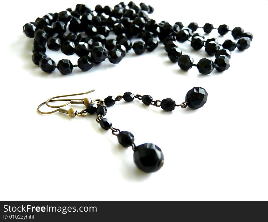 Black necklace with earrings