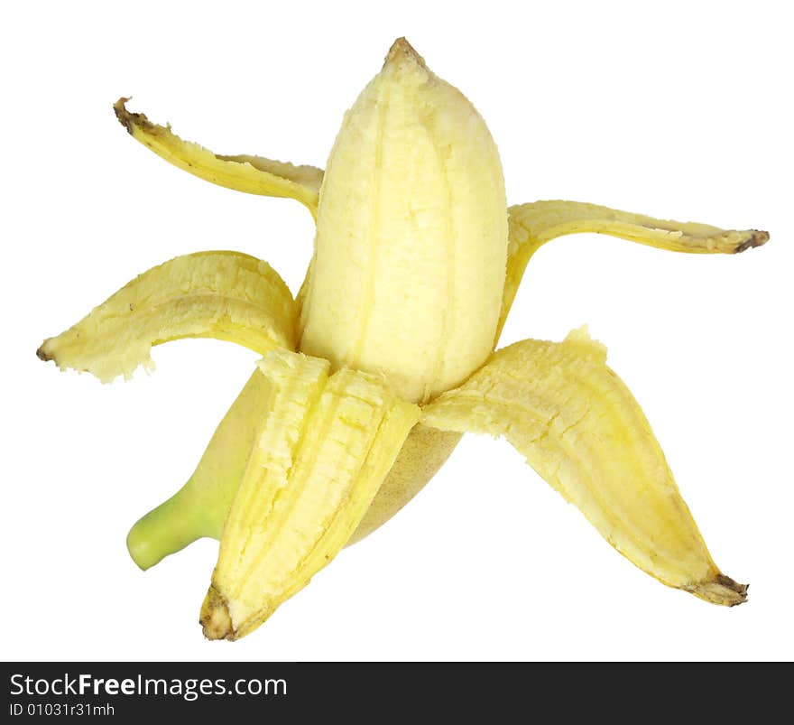 Fresh yellow banana isolated over white with clipping path