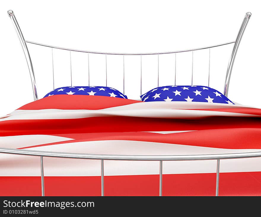 Image of bed. White background. Image of bed. White background.