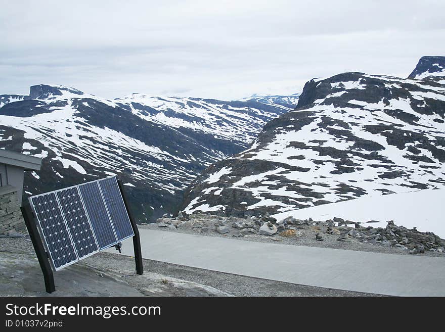 Sun battery in the mountains