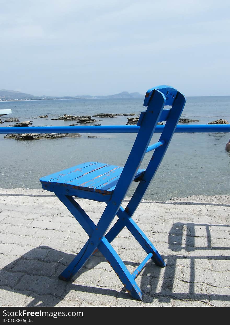 Blue wooden chair