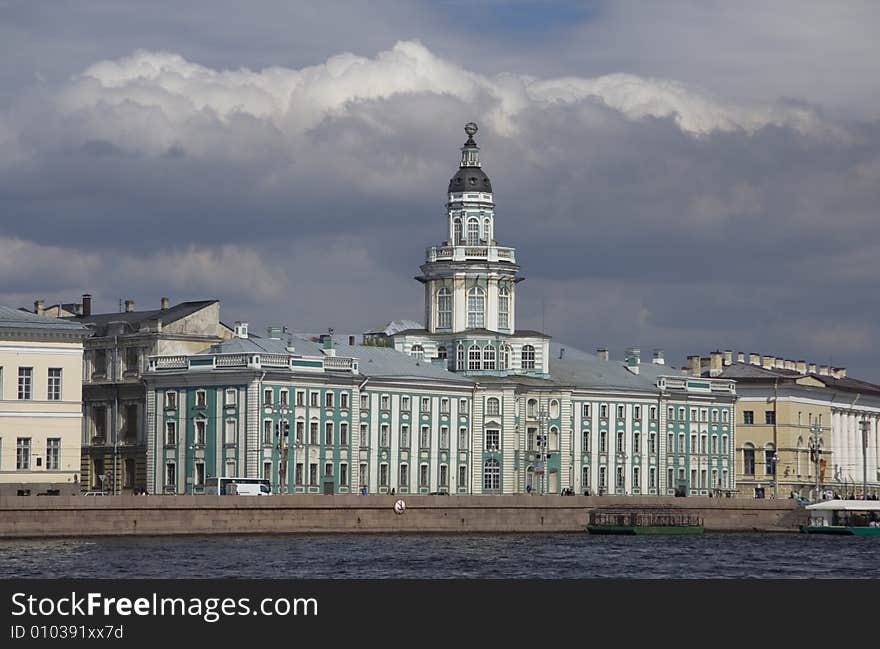 View of Neva River embankment in Saint-Petersburg,Russia. Summer day. View of Neva River embankment in Saint-Petersburg,Russia. Summer day