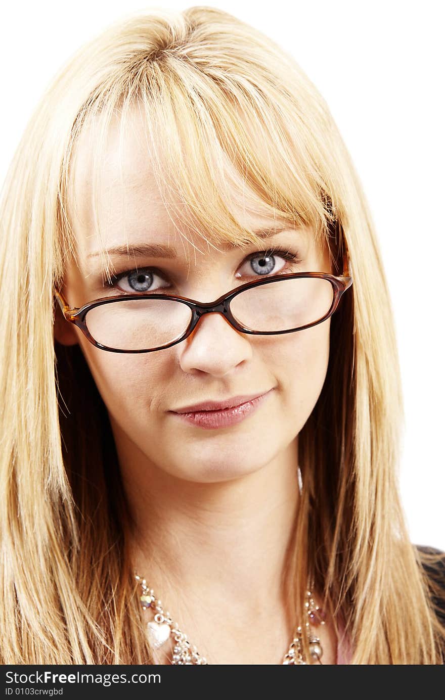 Beautiful blonde woman wearing glasses