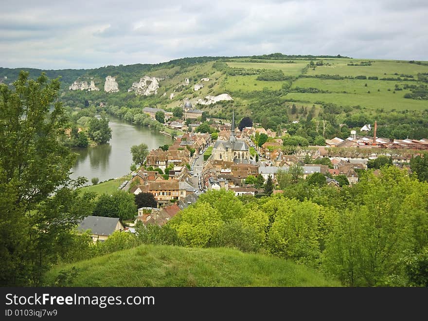 View of Lesser Andeley in Normandy, France on the Seine River. May 2008. View of Lesser Andeley in Normandy, France on the Seine River. May 2008