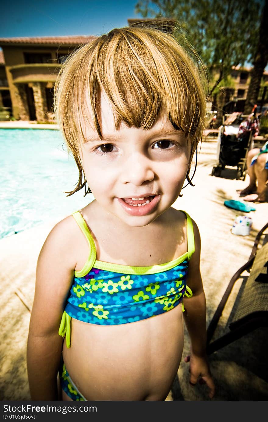 A three year old, girl making faces. A three year old, girl making faces.