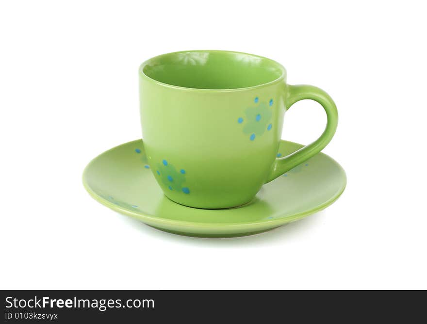 Green cup isolated on white background. Green cup isolated on white background