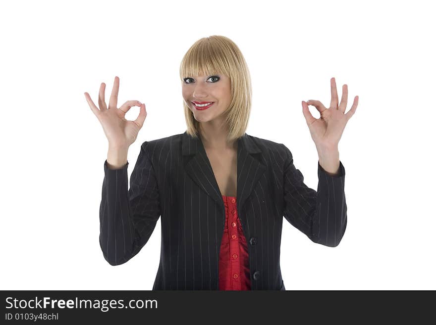 Expressive woman on white background