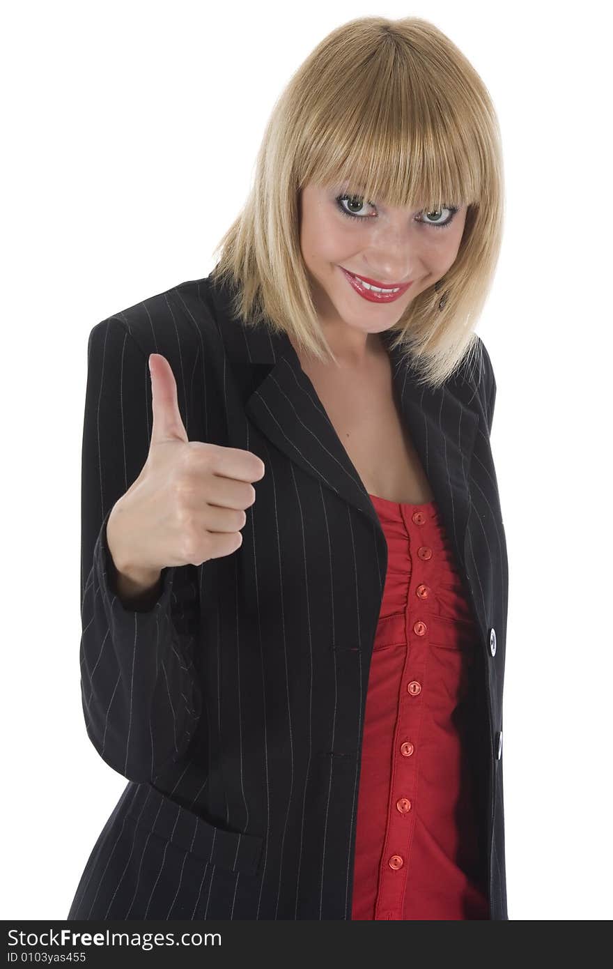 Expressive woman on white background