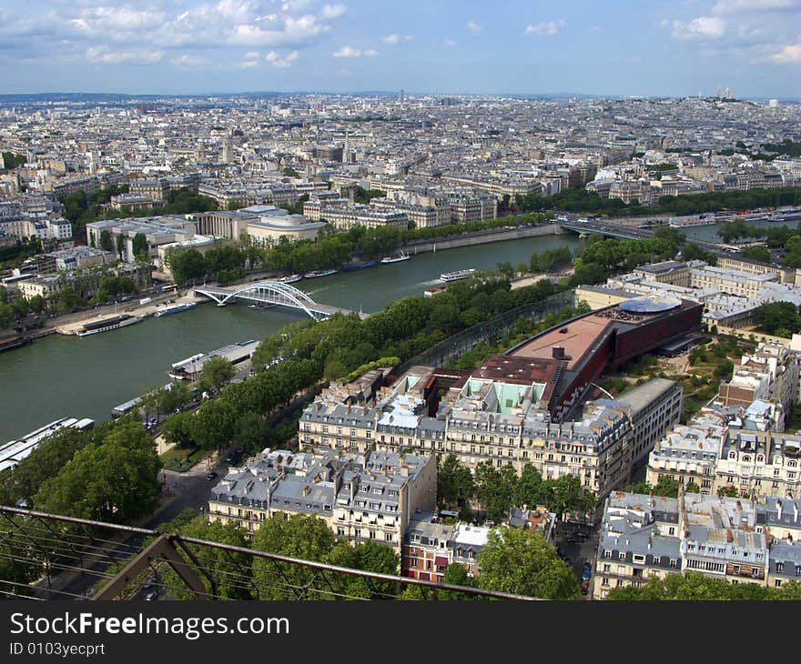 This is Paris and the river Senna from the 3rd floor of the Tour Eiffel. This is Paris and the river Senna from the 3rd floor of the Tour Eiffel