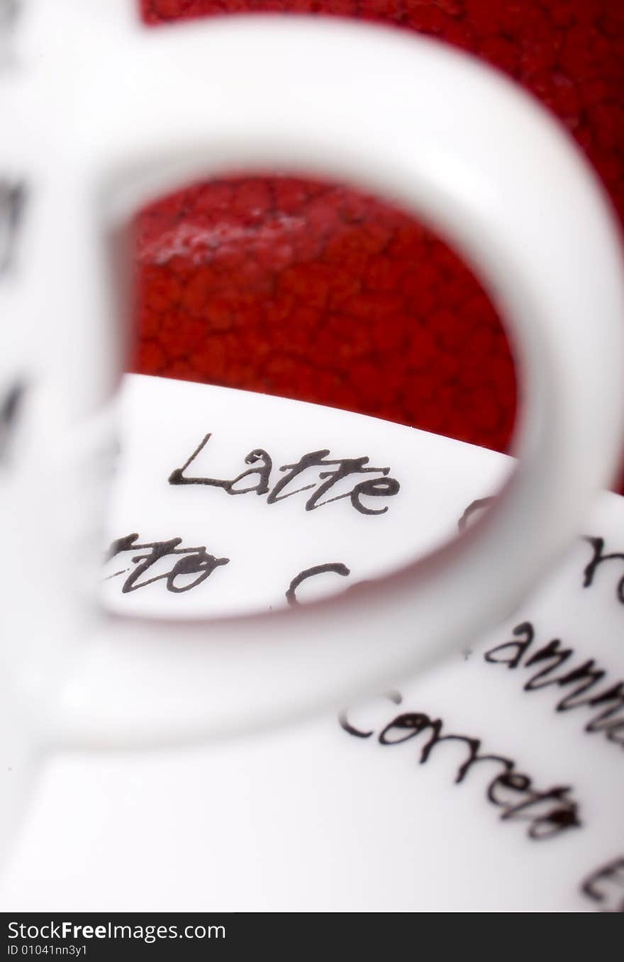 Espresso cup close-up on red background. Espresso cup close-up on red background