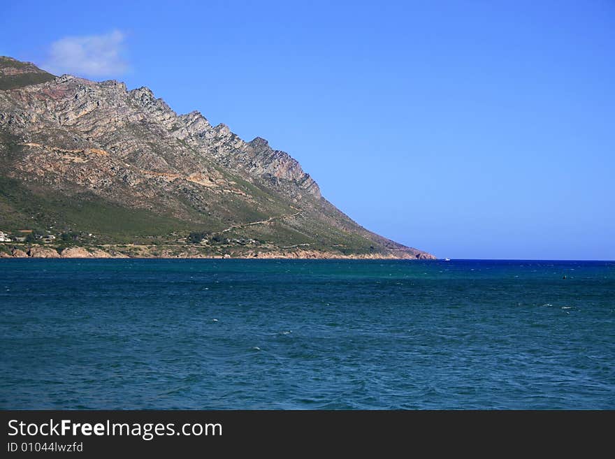 Blue sky and mountain at Gordons Bay, South Africa