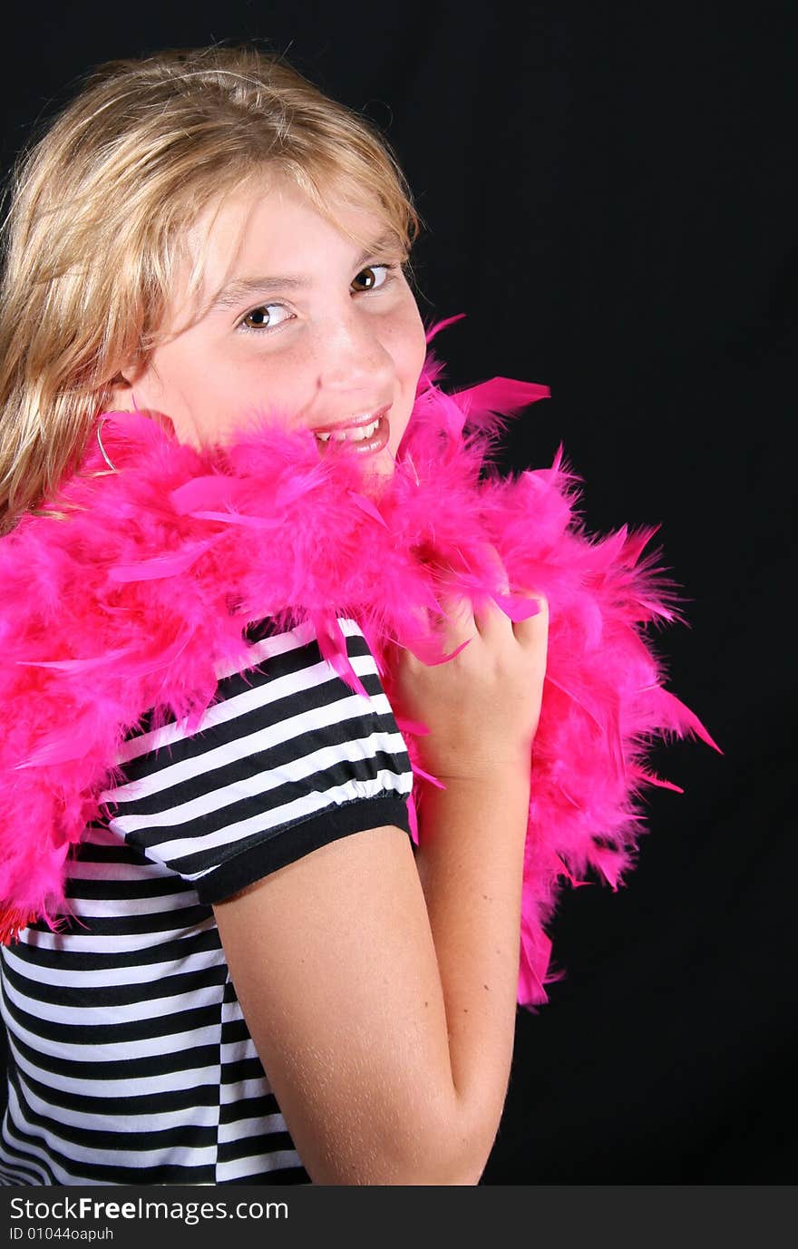 Teenage female model on a black background. Teenage female model on a black background